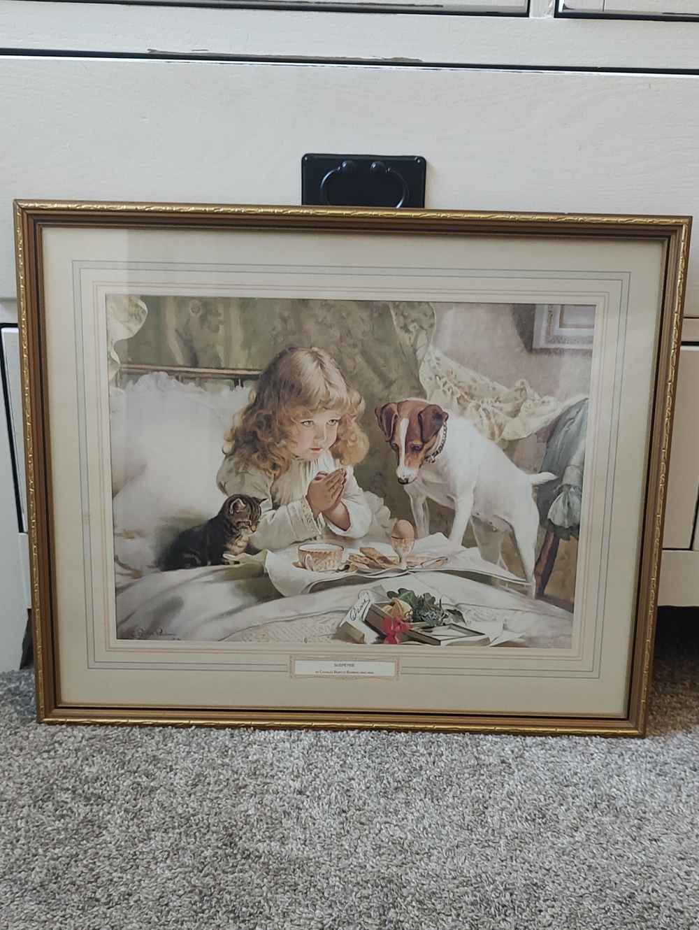 Framed Vintage Art Print Of Charles Burton Barber's Painting Suspense